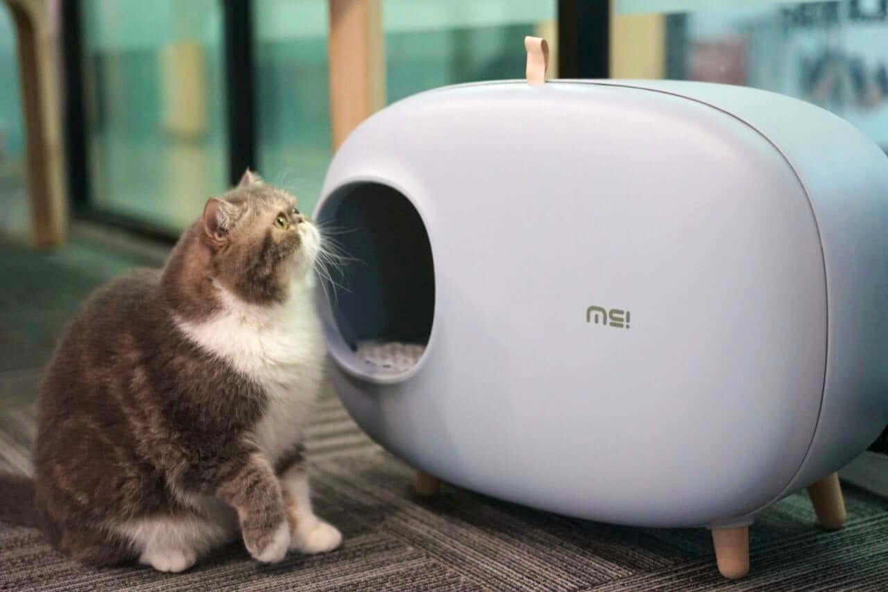 MAKESURE XL Enclosed Cat Litter Box with Drawer – Blue Grey