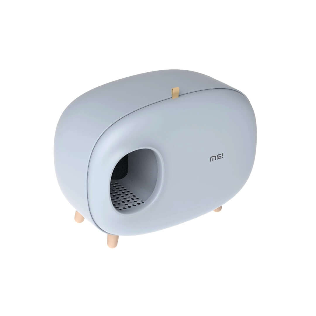 MAKESURE XL Enclosed Cat Litter Box with Drawer – Blue Grey
